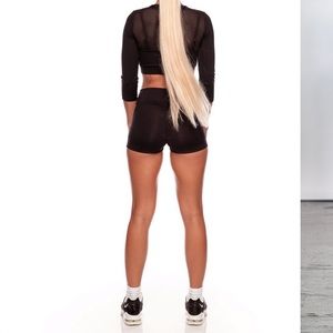 SASKI collection black ruched booty shorts SMALL